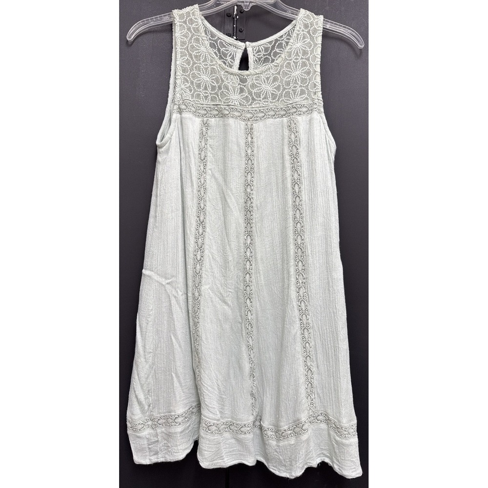Entro Sage Green Lace Dress Womens Medium Sleeveless Boho Shift *Read